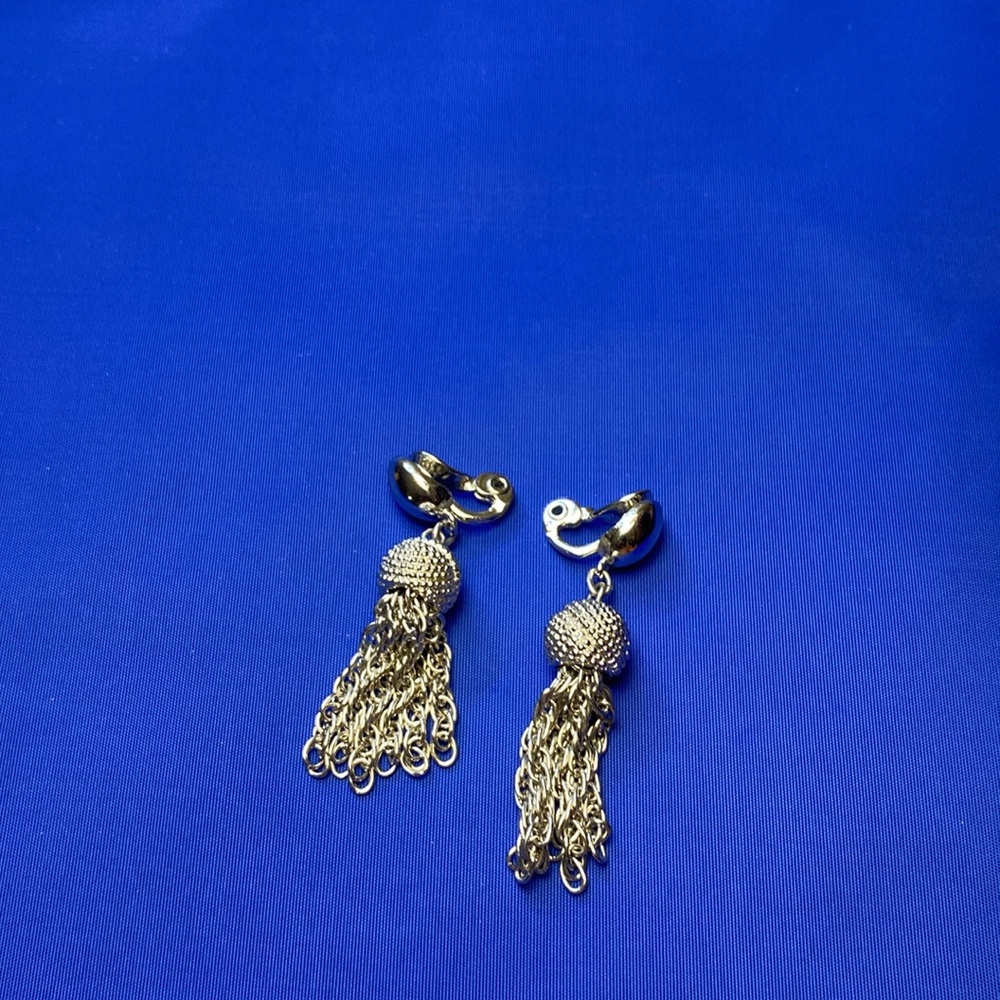 Monet Silver Tone Tassel Clip-on Earrings